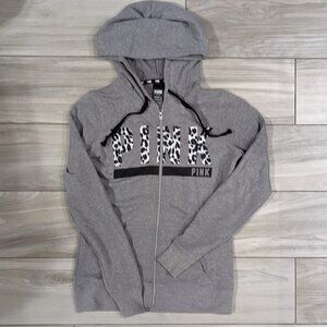 PINK Victoria's Secret Full Zip Leopard Print PINK Hoodie